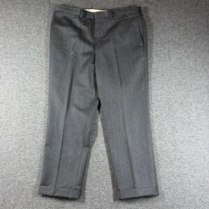 J. Press Mens Charcoal Gray Wool Cuffed Dress Pants Flat Front Trousers 38X28
